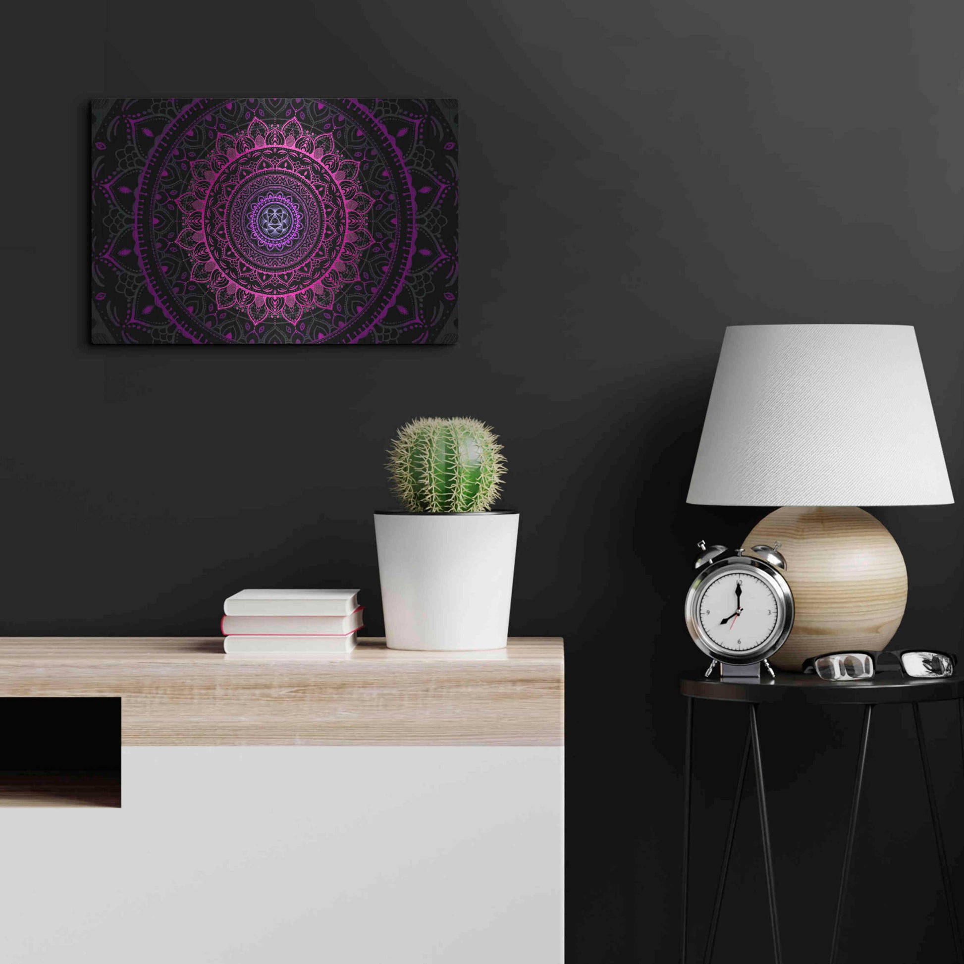 Luxe Metal Art 'Zen Mandala 3' by Cameron Gray, Metal Wall Art,24x16
