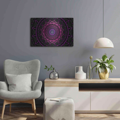 Luxe Metal Art 'Zen Mandala 3' by Cameron Gray, Metal Wall Art,24x16