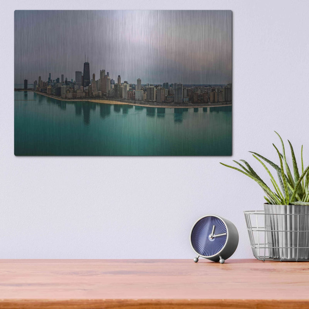 'Cloudy Winter in Chicago Crop' by Luxe Portfolio – Metal Wall Art, 16x12 room view