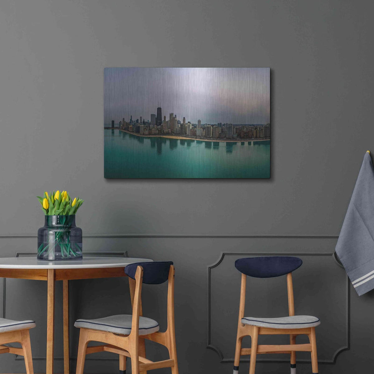 'Cloudy Winter in Chicago Crop' by Luxe Portfolio – Metal Wall Art, 36x24 room view