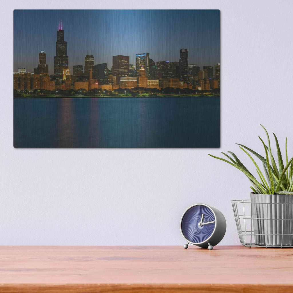 'Good Night Chicago Crop' by Luxe Portfolio – Metal Wall Art, 16x12 room view