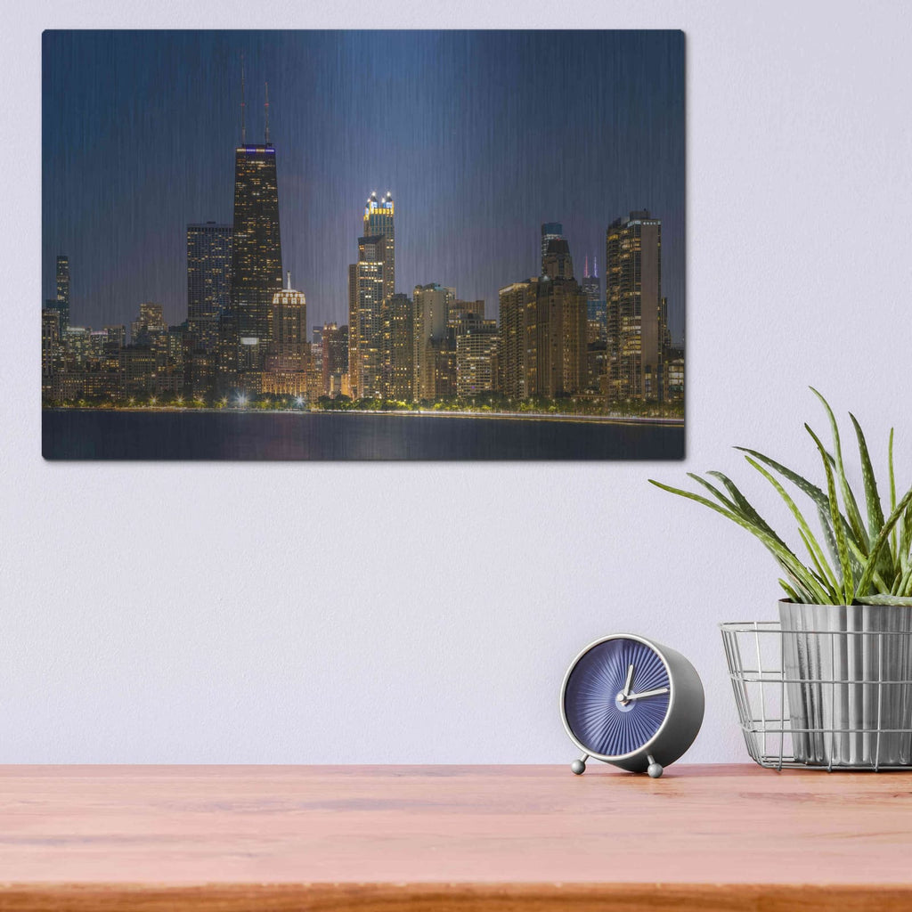 'Night Night Chicago Crop' by Luxe Portfolio – Metal Wall Art, 16x12 room view