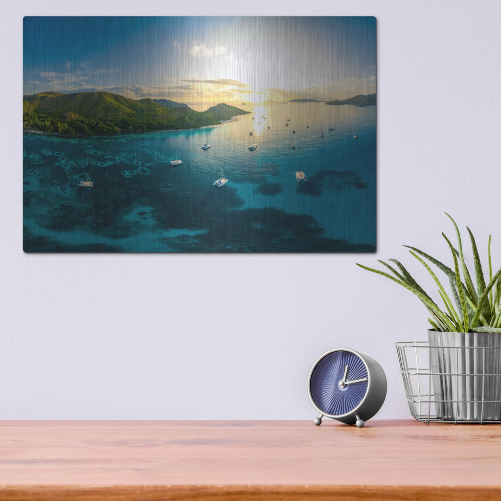 'Seychelles Dreams Crop' by Luxe Portfolio – Metal Wall Art, 16x12 room view