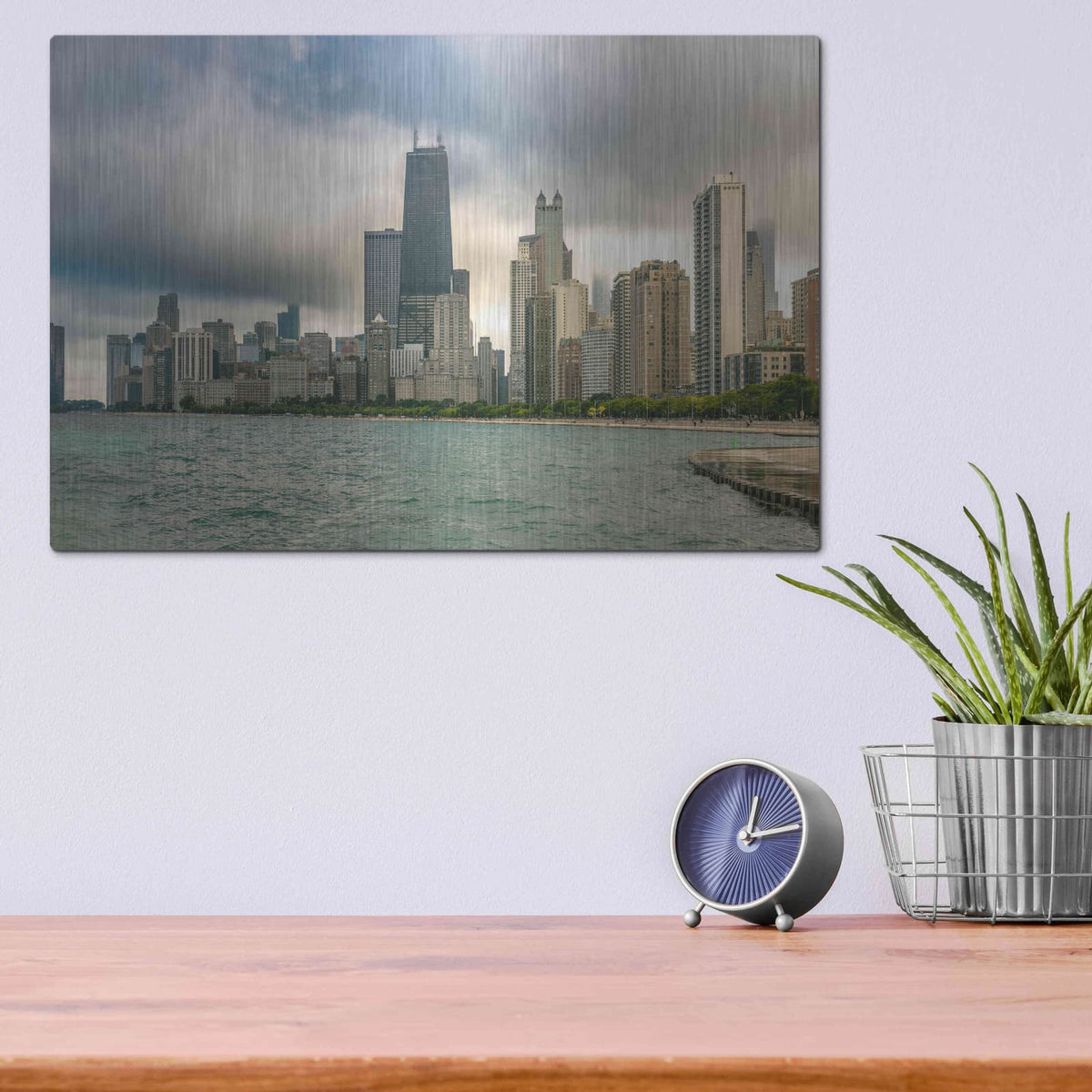 'Cloudy Chicago Crop' by Luxe Portfolio – Metal Wall Art, 16x12 room view