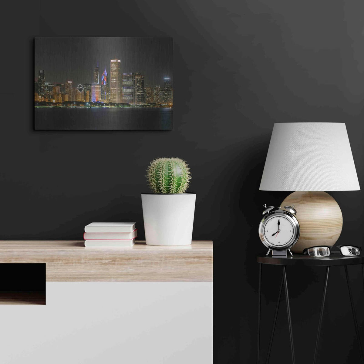 'Chicago Cityscape Baseball Crop' by Luxe Portfolio – Metal Wall Art, 24x16 room view