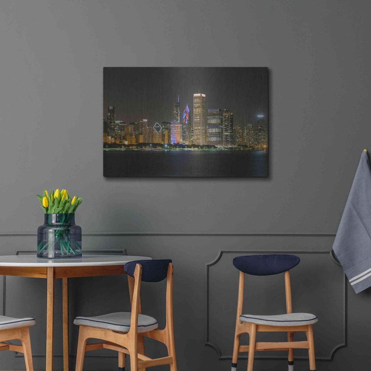 'Chicago Cityscape Baseball Crop' by Luxe Portfolio – Metal Wall Art, 36x24 room view