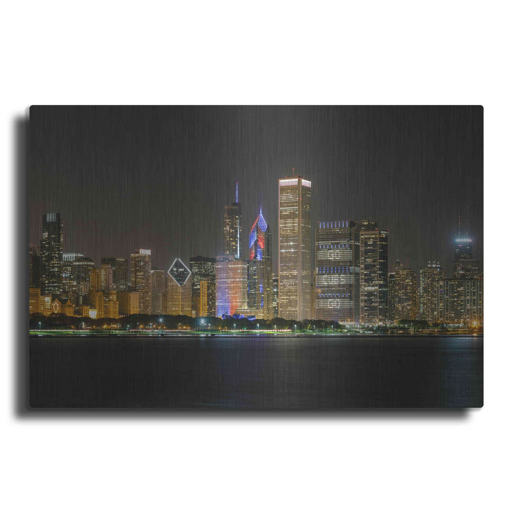 'Chicago Cityscape Baseball Crop' by Luxe Portfolio – Metal Wall Art