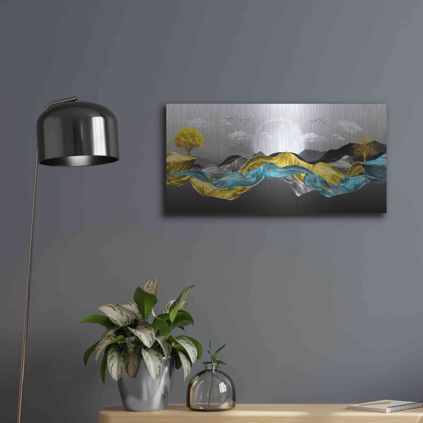 Luxe Metal Art 'The Silky Mountains' by Luxe Portfolio, Metal Wall Art,24x12