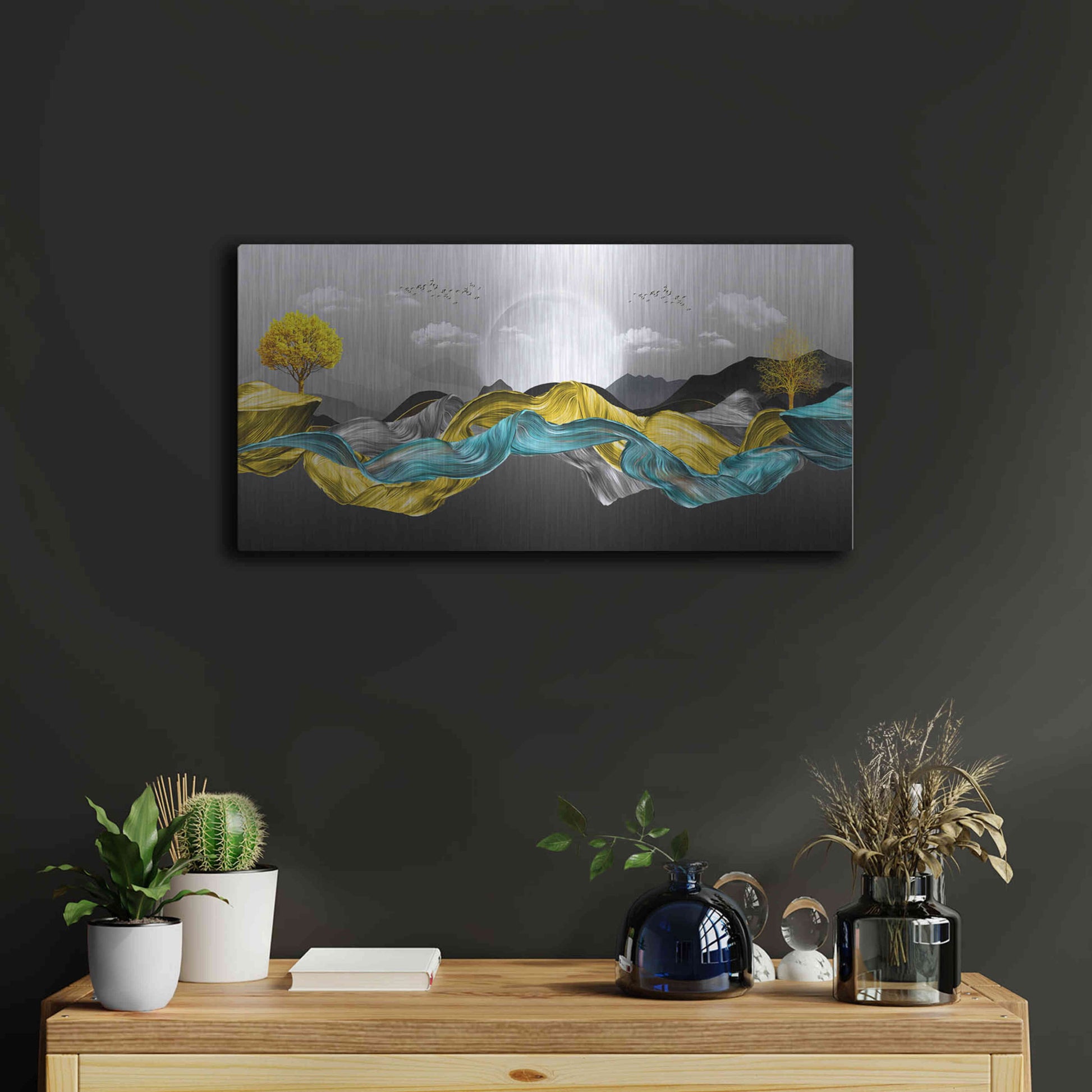 Luxe Metal Art 'The Silky Mountains' by Luxe Portfolio, Metal Wall Art,24x12