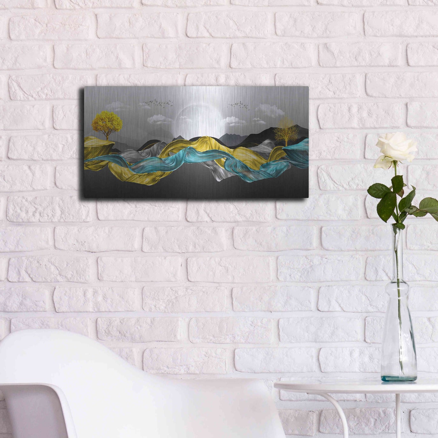 Luxe Metal Art 'The Silky Mountains' by Luxe Portfolio, Metal Wall Art,24x12