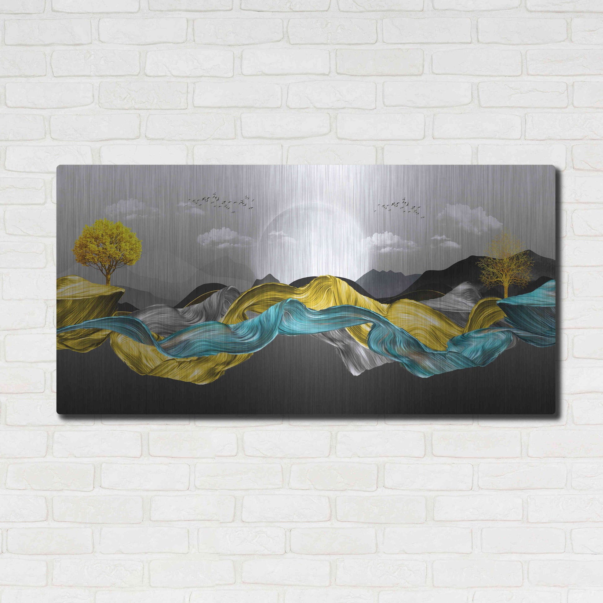 Luxe Metal Art 'The Silky Mountains' by Luxe Portfolio, Metal Wall Art,48x24