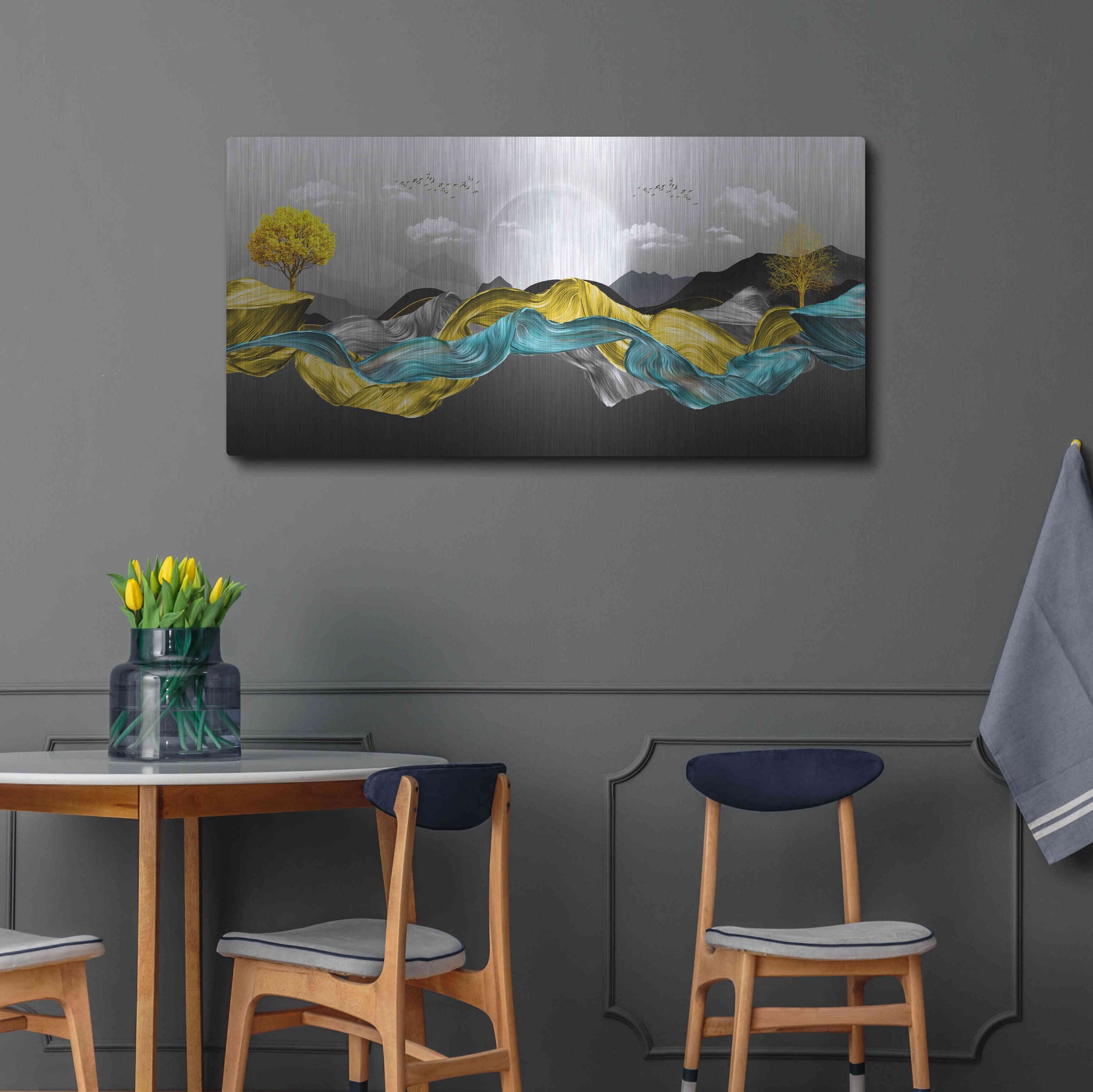 Luxe Metal Art 'The Silky Mountains' by Luxe Portfolio, Metal Wall Art,48x24