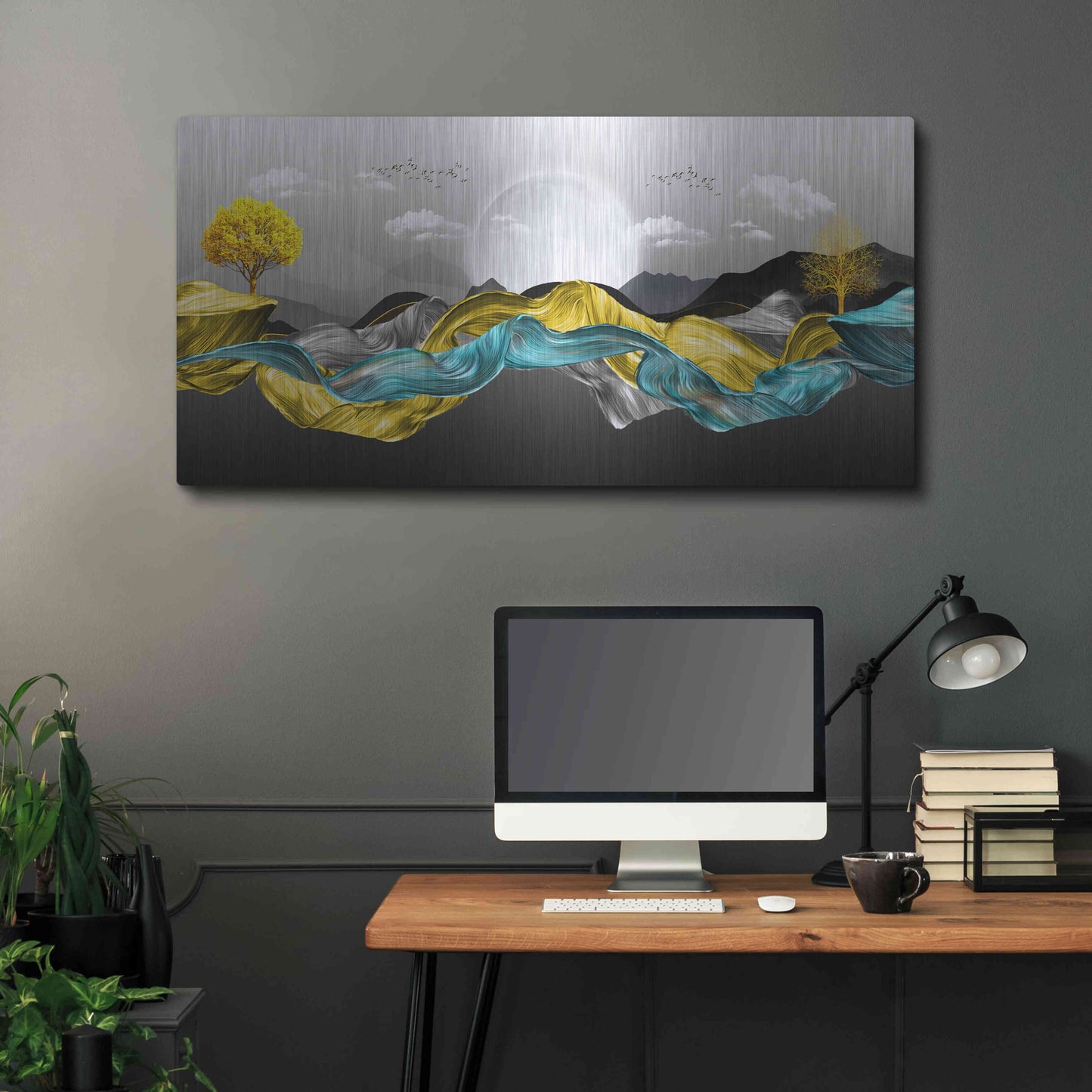 Luxe Metal Art 'The Silky Mountains' by Luxe Portfolio, Metal Wall Art,48x24