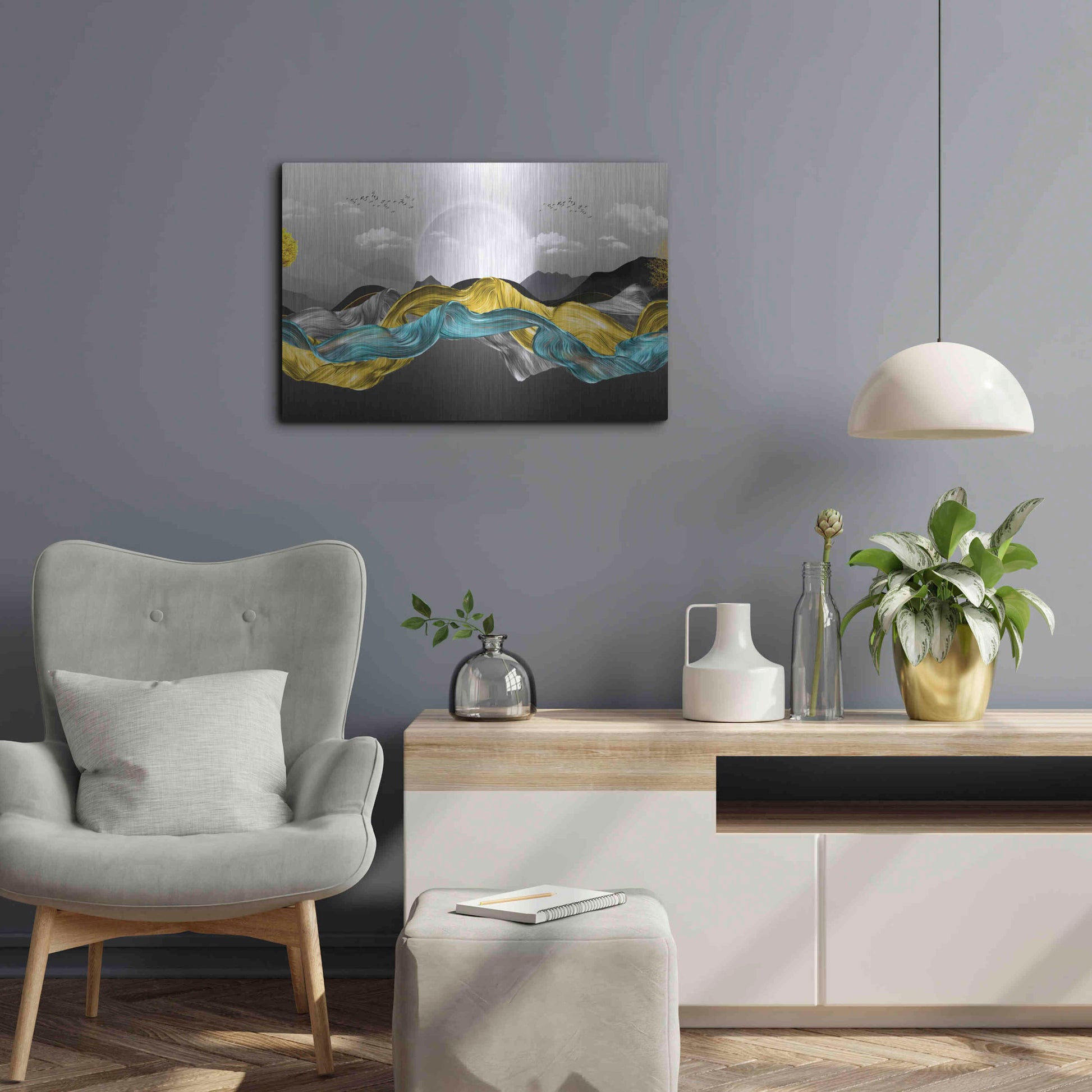Luxe Metal Art 'The Silky Mountains Crop' by Luxe Portfolio, Metal Wall Art,24x16