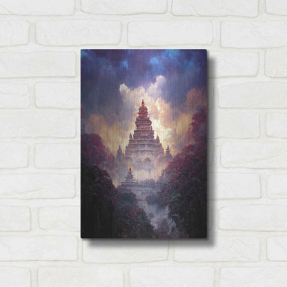Luxe Metal Art 'Buddhist Temple' by Cameron Gray, Metal Wall Art,12x16