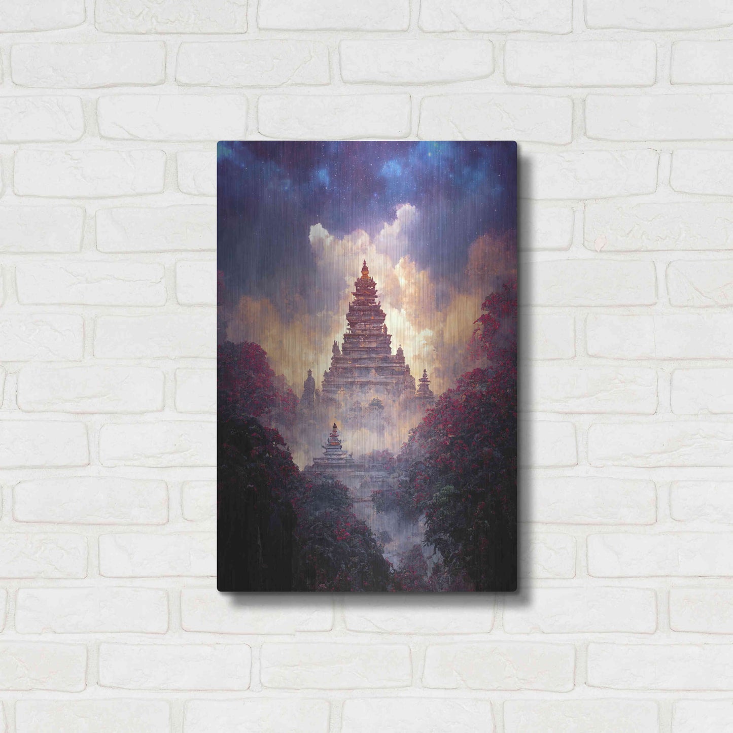 Luxe Metal Art 'Buddhist Temple' by Cameron Gray, Metal Wall Art,16x24