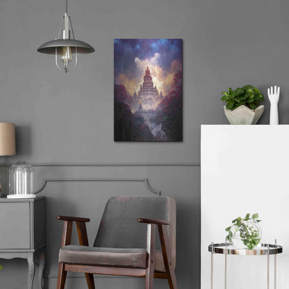 Luxe Metal Art 'Buddhist Temple' by Cameron Gray, Metal Wall Art,16x24