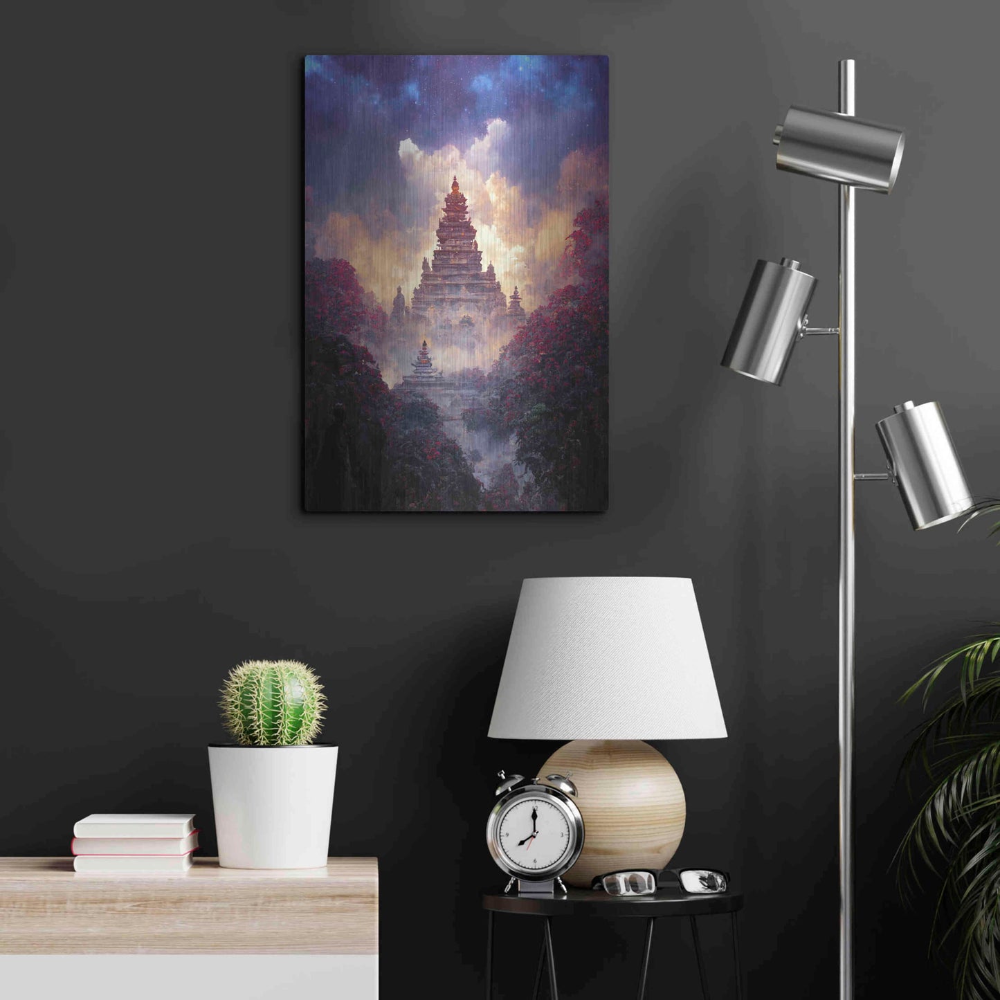 Luxe Metal Art 'Buddhist Temple' by Cameron Gray, Metal Wall Art,16x24