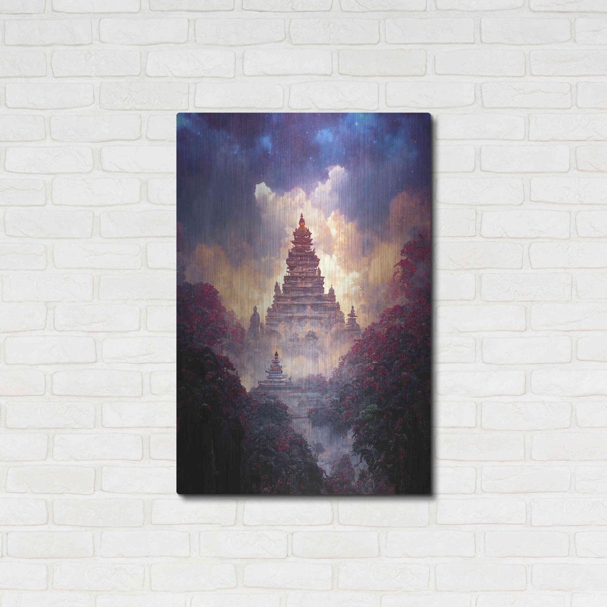 Luxe Metal Art 'Buddhist Temple' by Cameron Gray, Metal Wall Art,24x36