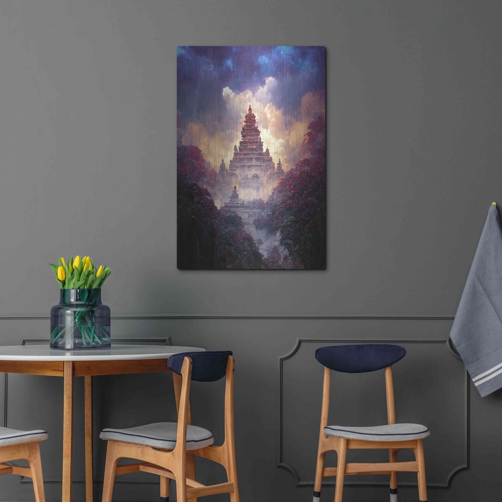 Luxe Metal Art 'Buddhist Temple' by Cameron Gray, Metal Wall Art,24x36