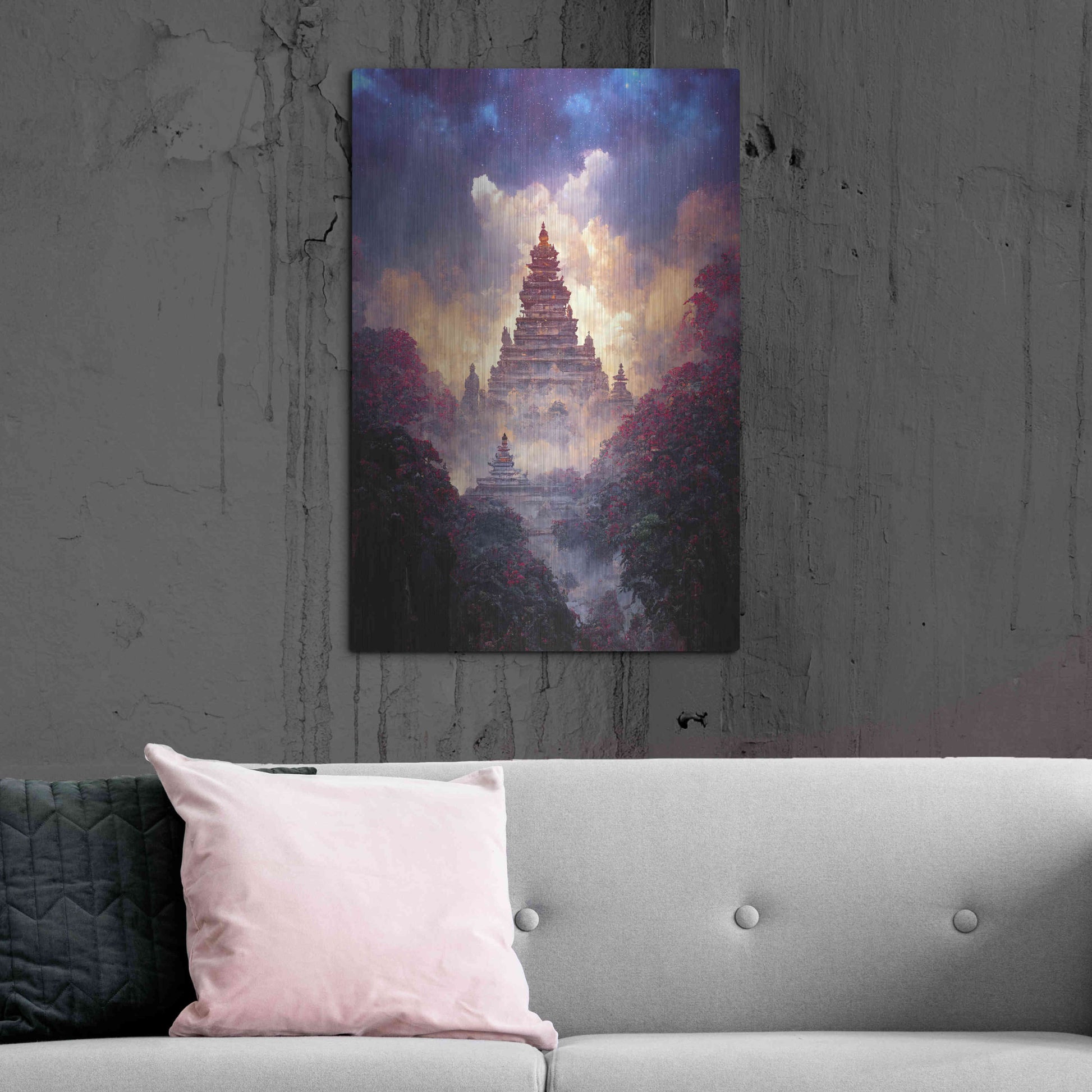 Luxe Metal Art 'Buddhist Temple' by Cameron Gray, Metal Wall Art,24x36