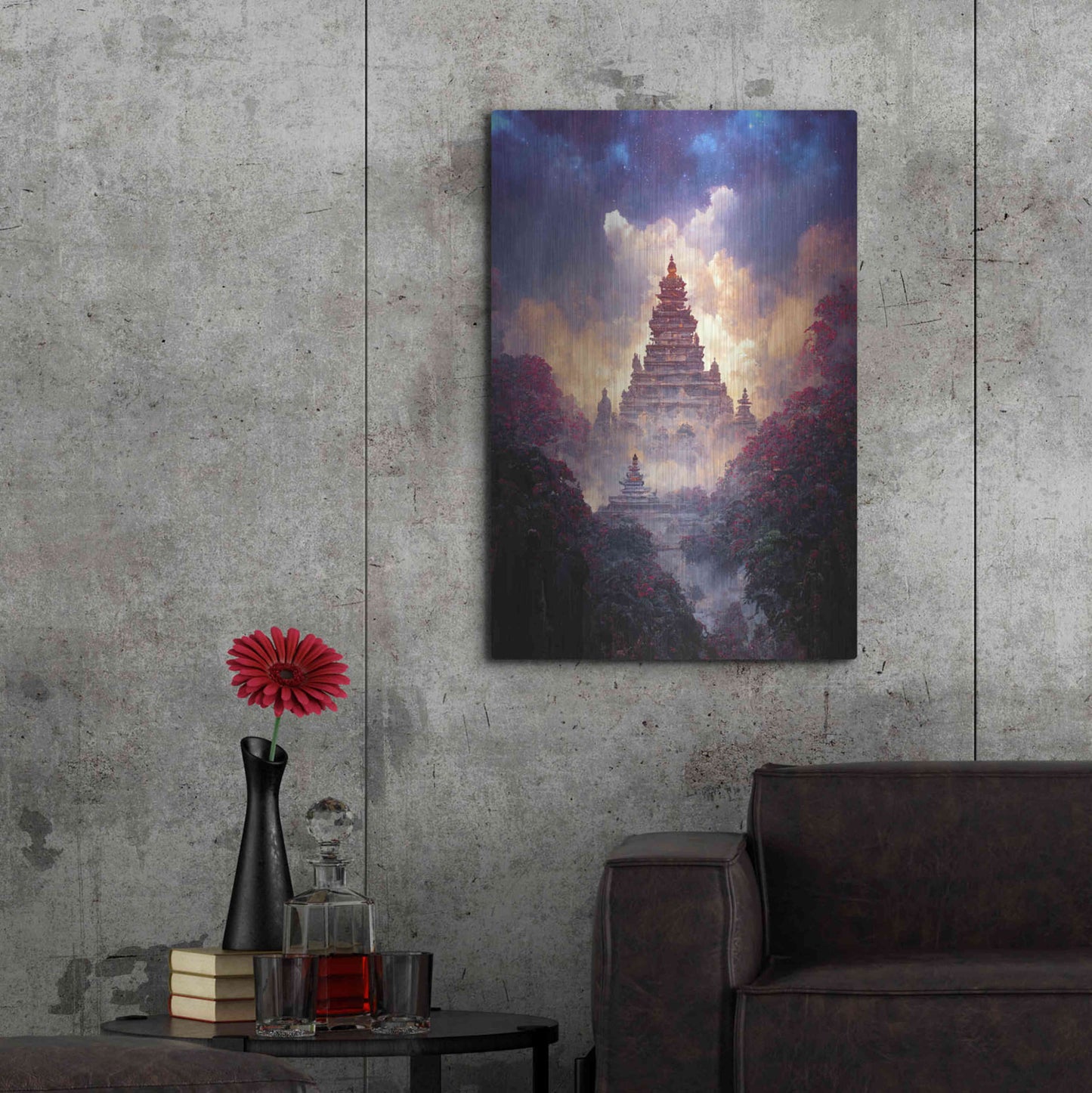 Luxe Metal Art 'Buddhist Temple' by Cameron Gray, Metal Wall Art,24x36