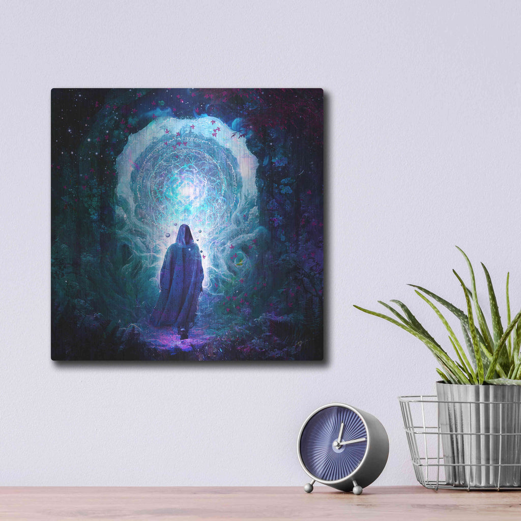 Luxe Metal Art 'Walk With No Whisper' by Cameron Gray, Metal Wall Art,12x12