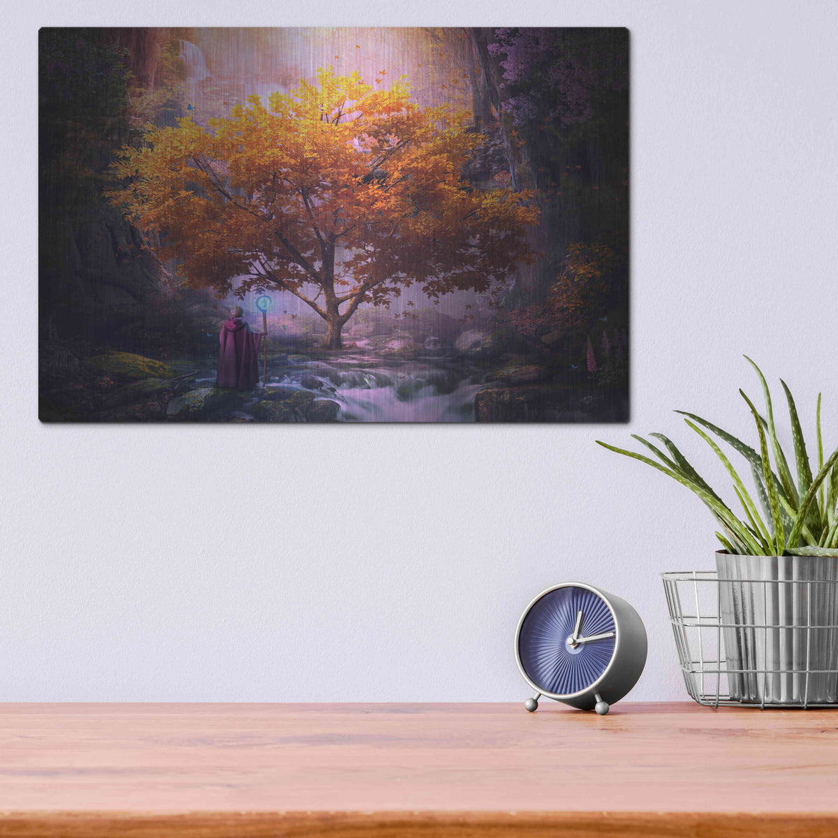 Luxe Metal Art 'Woodland Realm' by Cameron Gray, Metal Wall Art,16x12