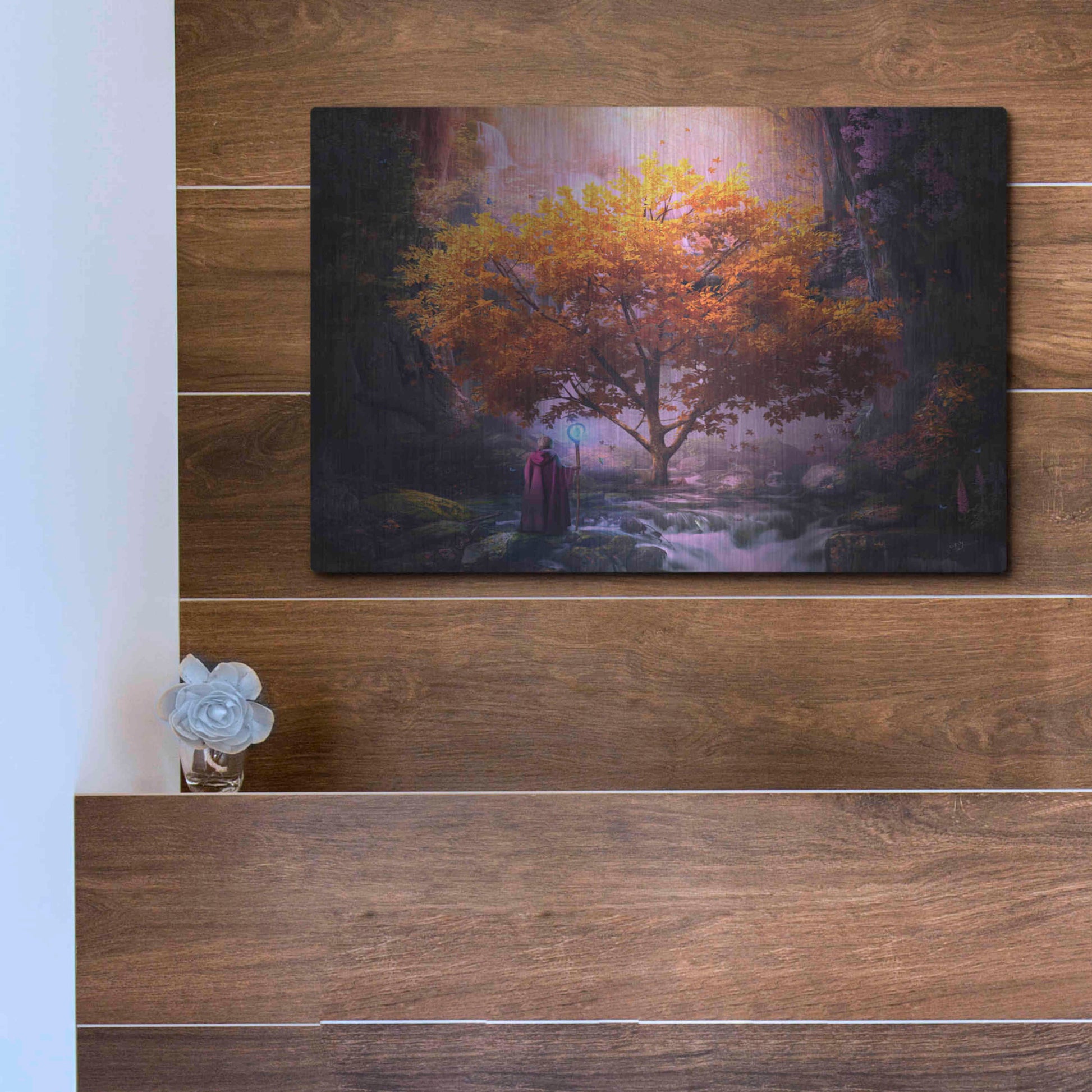 Luxe Metal Art 'Woodland Realm' by Cameron Gray, Metal Wall Art,16x12