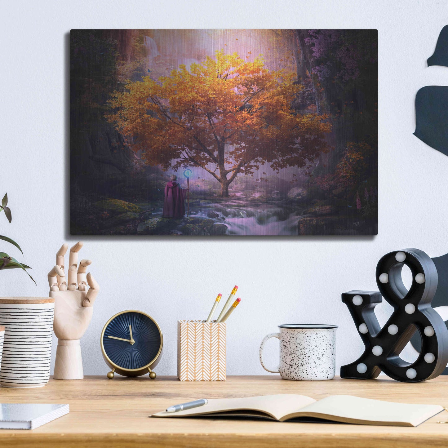 Luxe Metal Art 'Woodland Realm' by Cameron Gray, Metal Wall Art,16x12