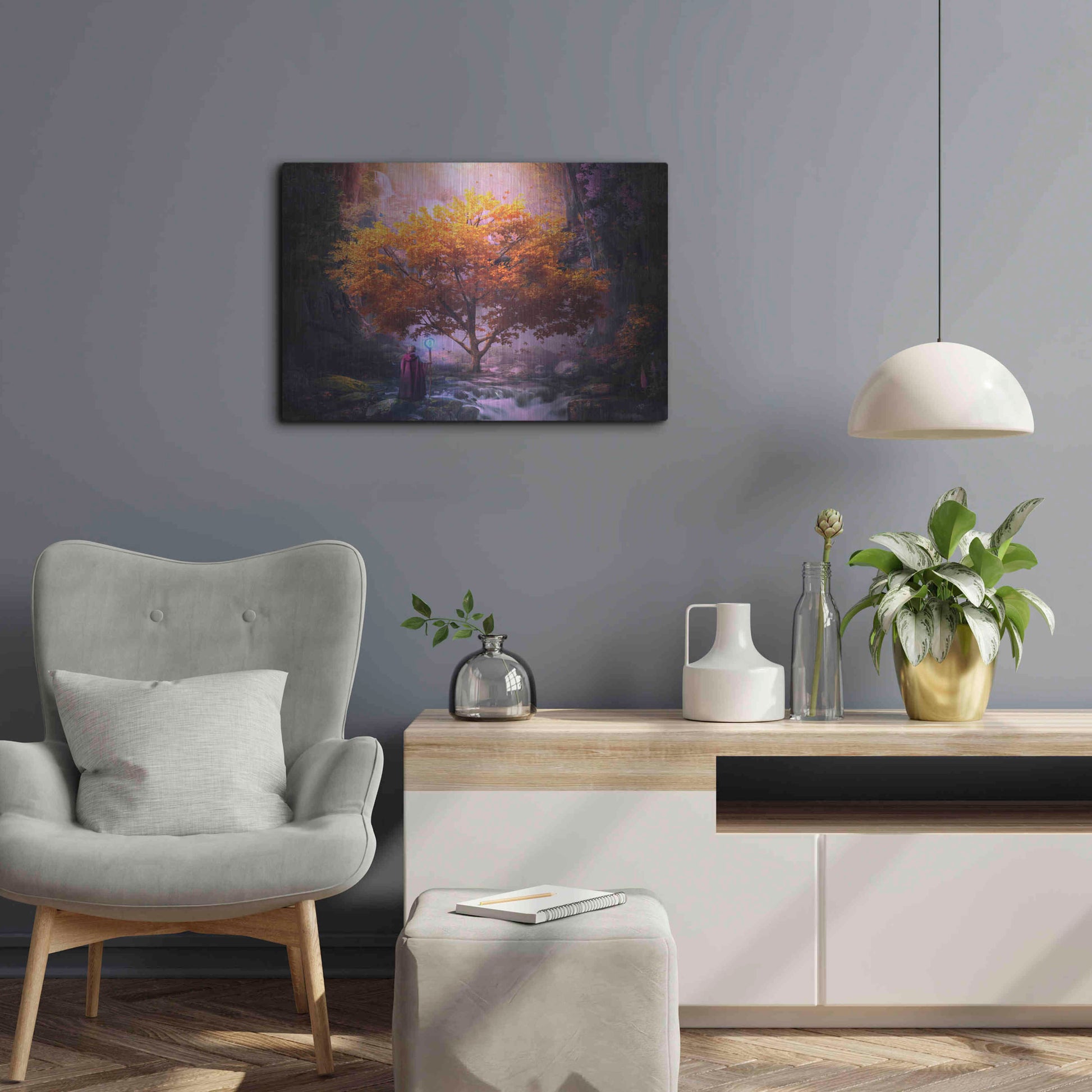 Luxe Metal Art 'Woodland Realm' by Cameron Gray, Metal Wall Art,24x16