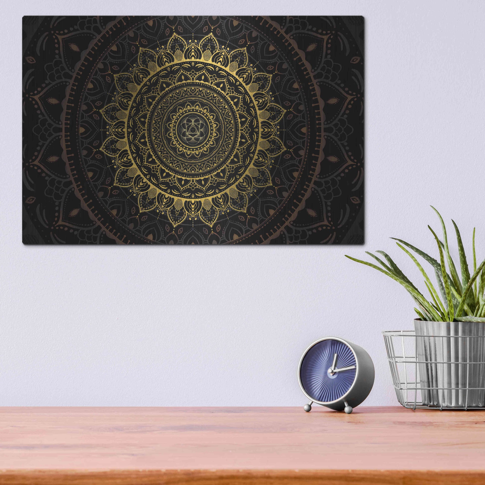 Luxe Metal Art 'Zen Mandala' by Cameron Gray, Metal Wall Art,16x12