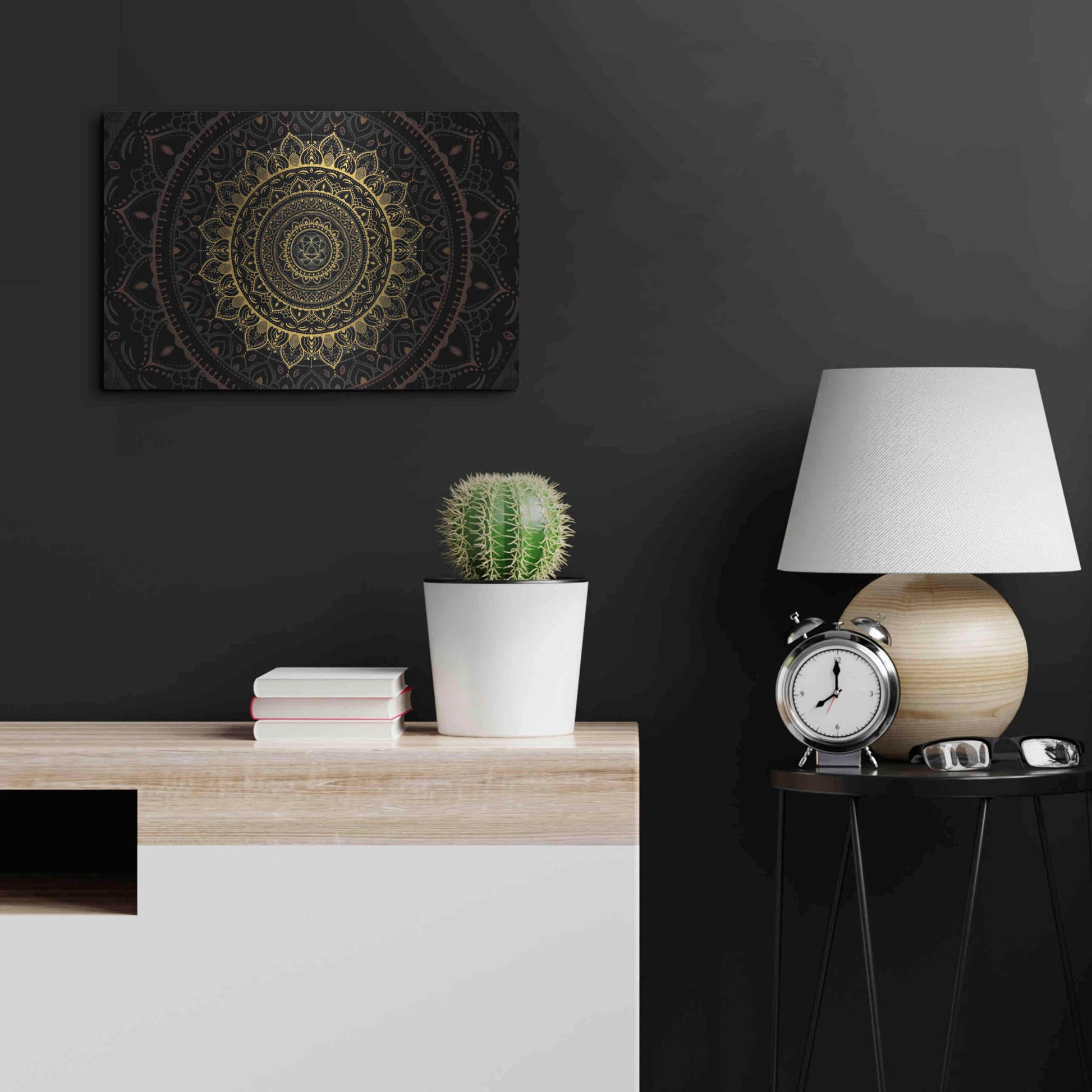 Luxe Metal Art 'Zen Mandala' by Cameron Gray, Metal Wall Art,24x16