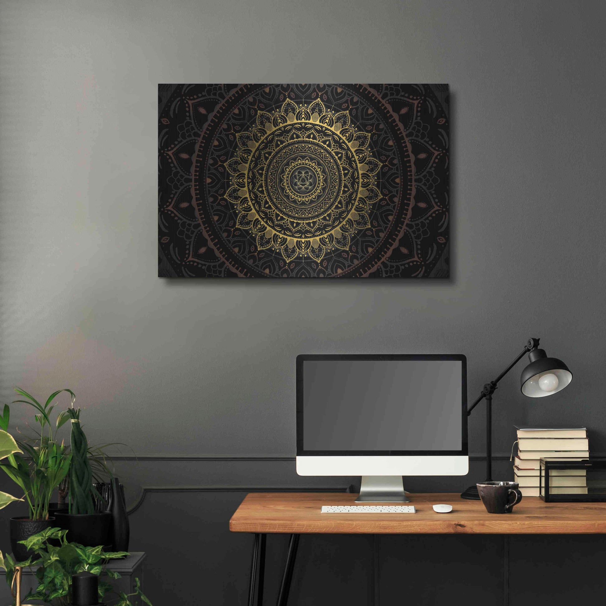 Luxe Metal Art 'Zen Mandala' by Cameron Gray, Metal Wall Art,36x24