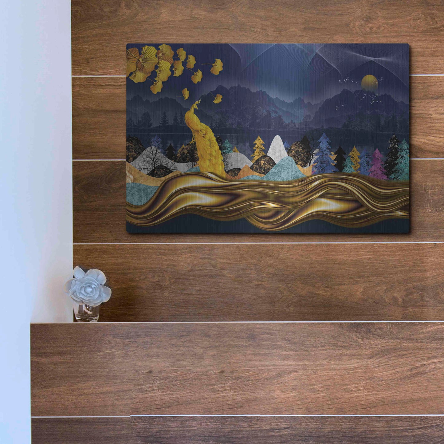 Luxe Metal Art 'Golden Peacock' by Luxe Portfolio, Metal Wall Art,16x12