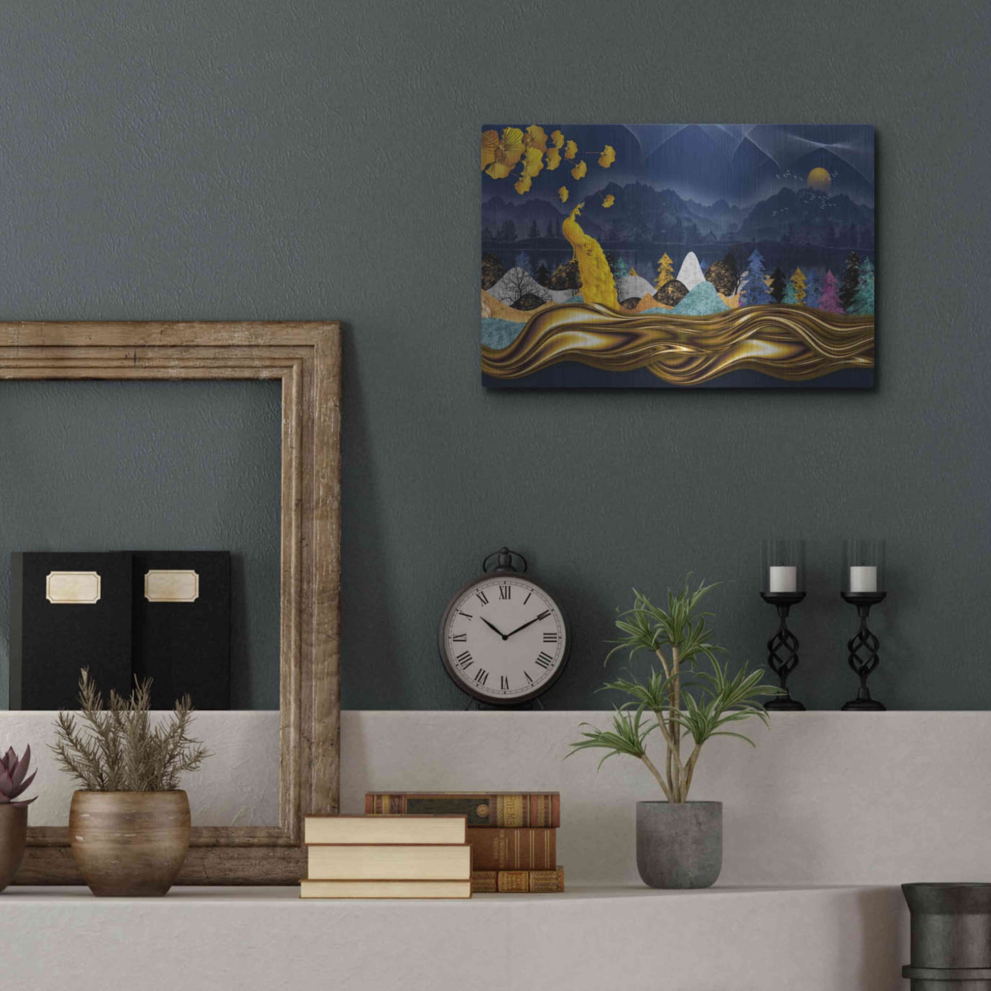 Luxe Metal Art 'Golden Peacock' by Luxe Portfolio, Metal Wall Art,16x12