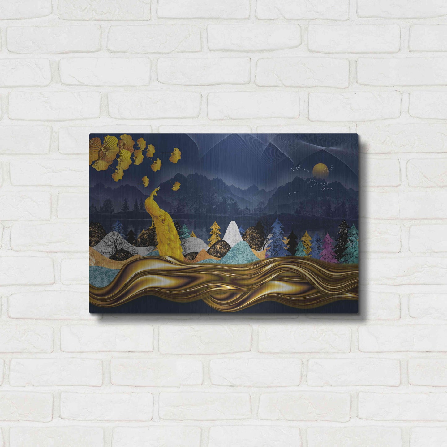 Luxe Metal Art 'Golden Peacock' by Luxe Portfolio, Metal Wall Art,24x16