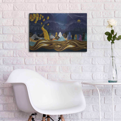Luxe Metal Art 'Golden Peacock' by Luxe Portfolio, Metal Wall Art,24x16