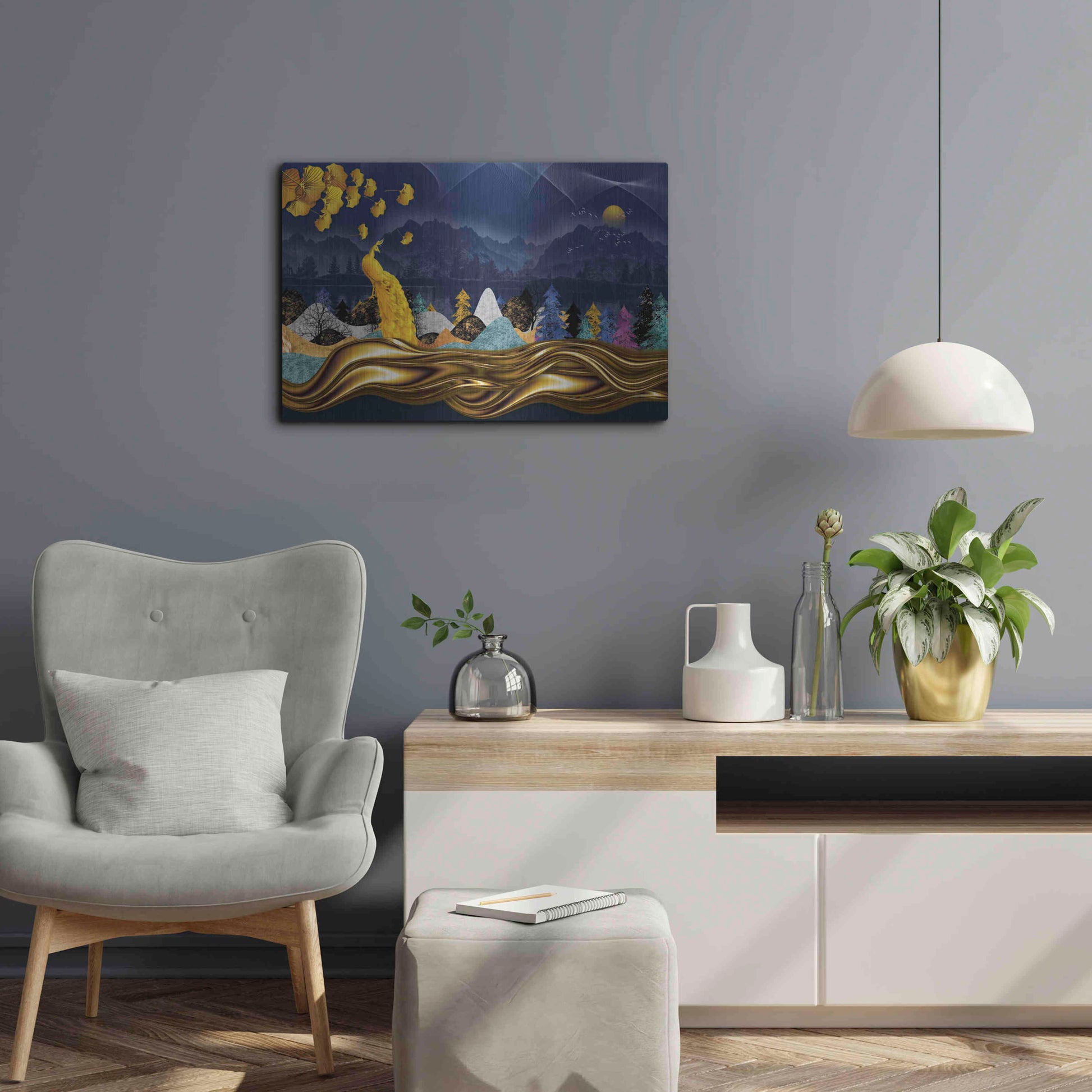 Luxe Metal Art 'Golden Peacock' by Luxe Portfolio, Metal Wall Art,24x16