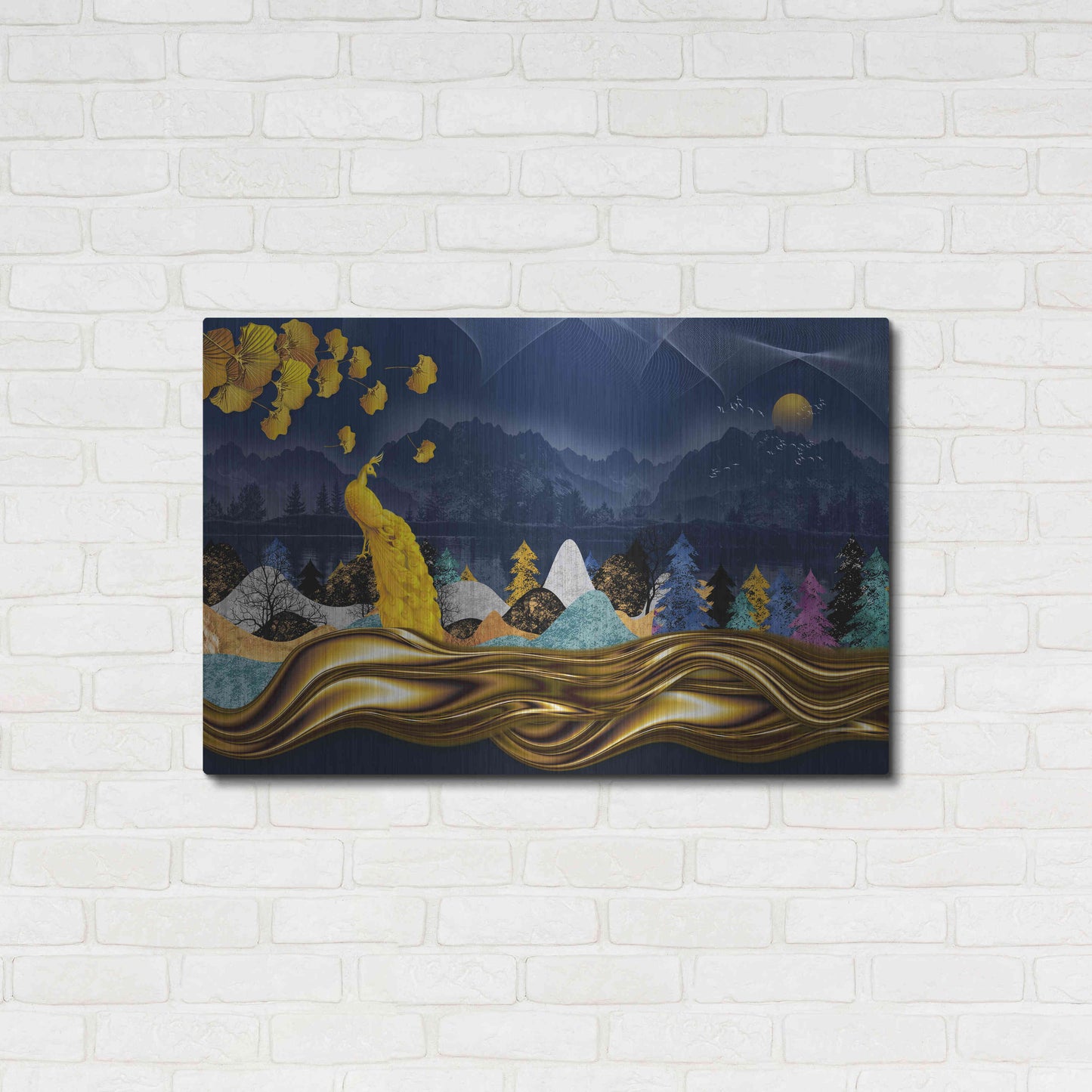 Luxe Metal Art 'Golden Peacock' by Luxe Portfolio, Metal Wall Art,36x24