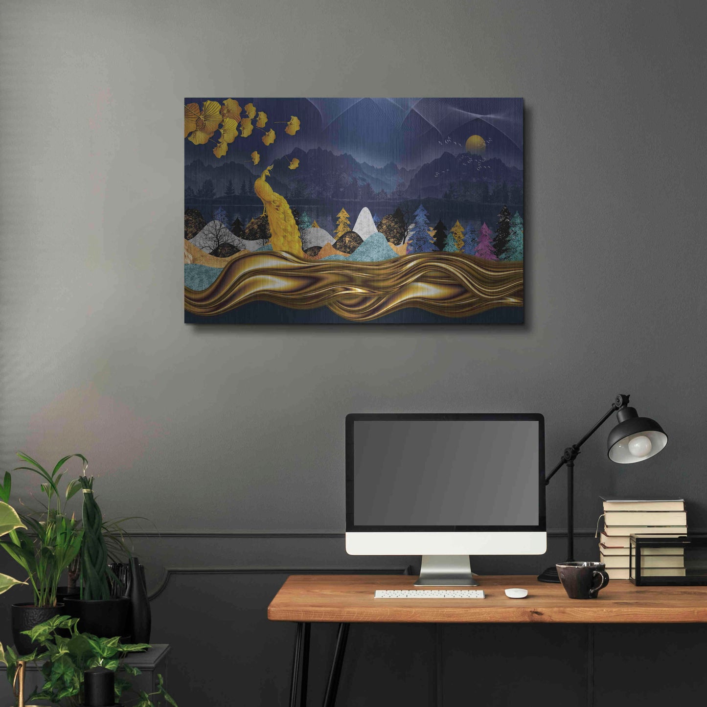 Luxe Metal Art 'Golden Peacock' by Luxe Portfolio, Metal Wall Art,36x24