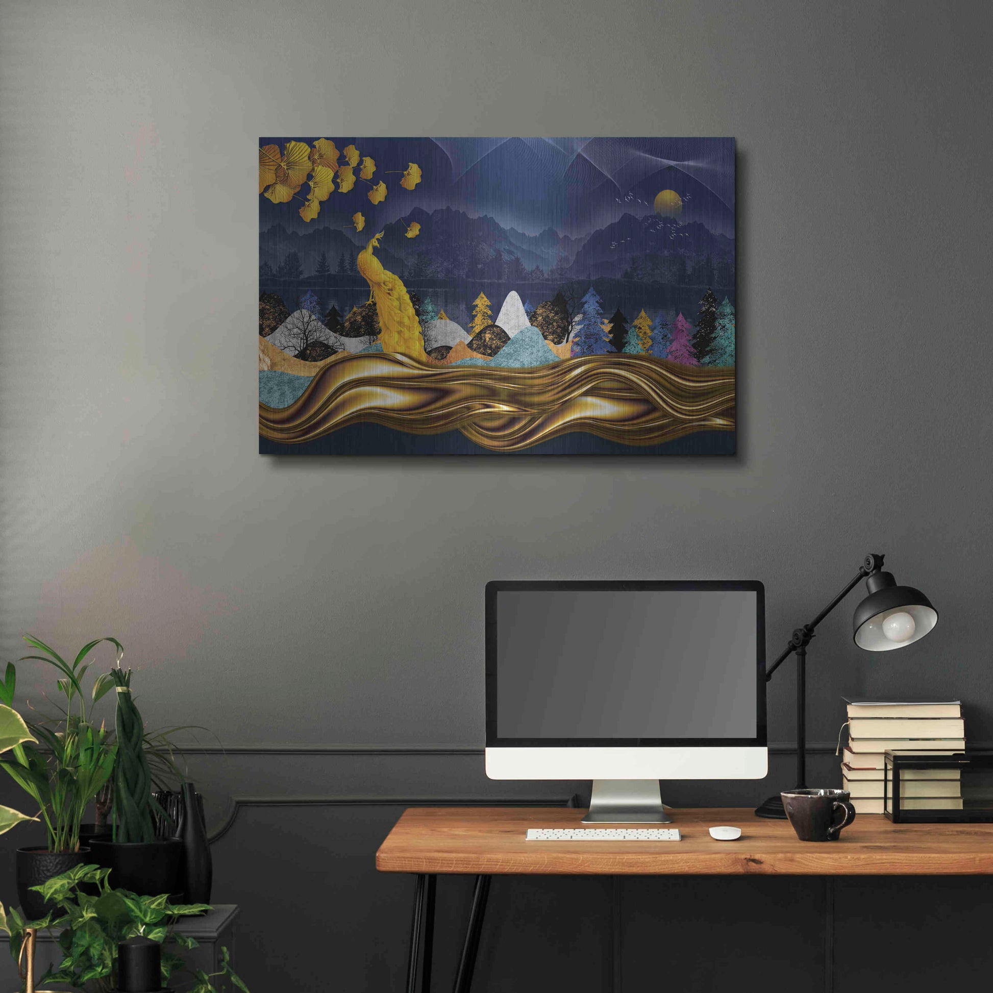 Luxe Metal Art 'Golden Peacock' by Luxe Portfolio, Metal Wall Art,36x24