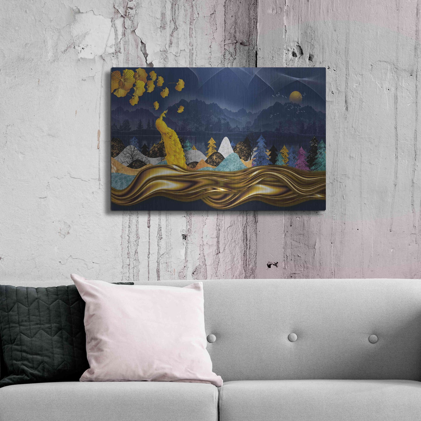 Luxe Metal Art 'Golden Peacock' by Luxe Portfolio, Metal Wall Art,36x24