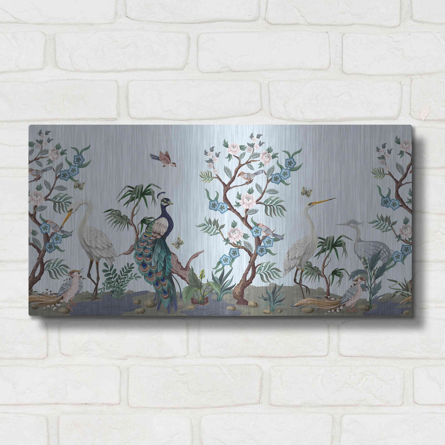 Luxe Metal Art 'Florida Bird Garden' by Luxe Portfolio, Metal Wall Art,24x12