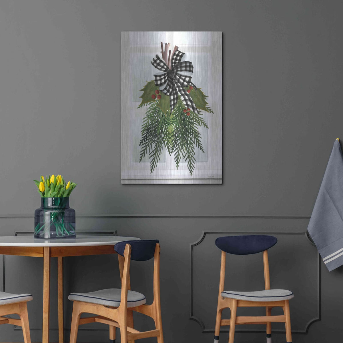'Holly Christmas Swag' by House Fenway – Metal Wall Art, 24x36 room view