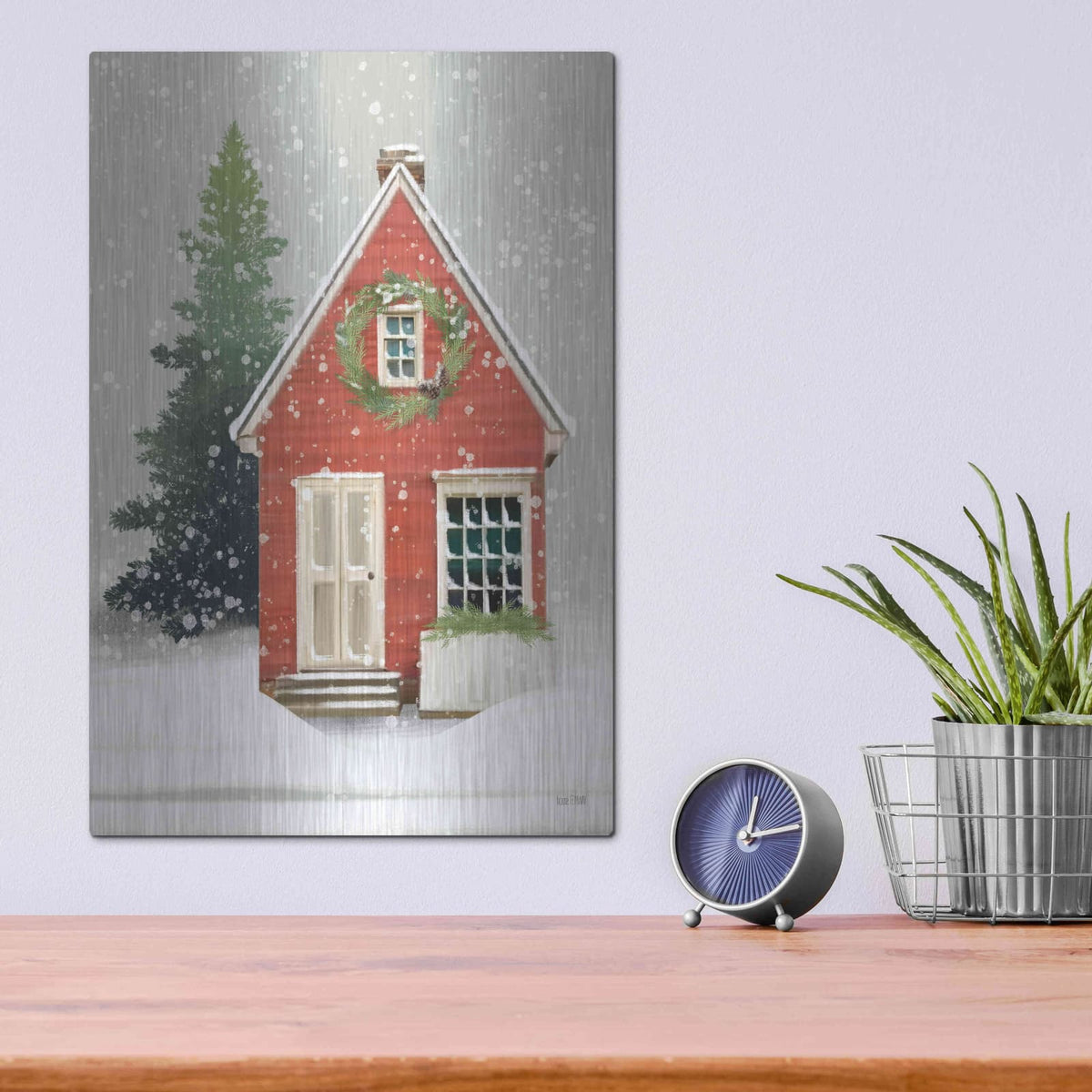 'Home For Christmas' by House Fenway – Metal Wall Art, 12x16 room view