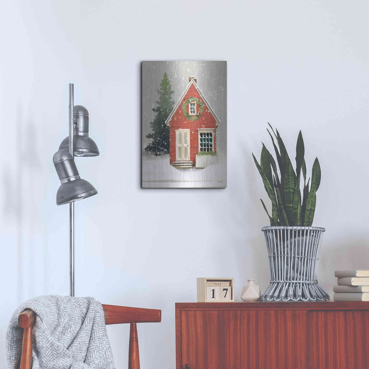 'Home For Christmas' by House Fenway – Metal Wall Art, 16x24 room view