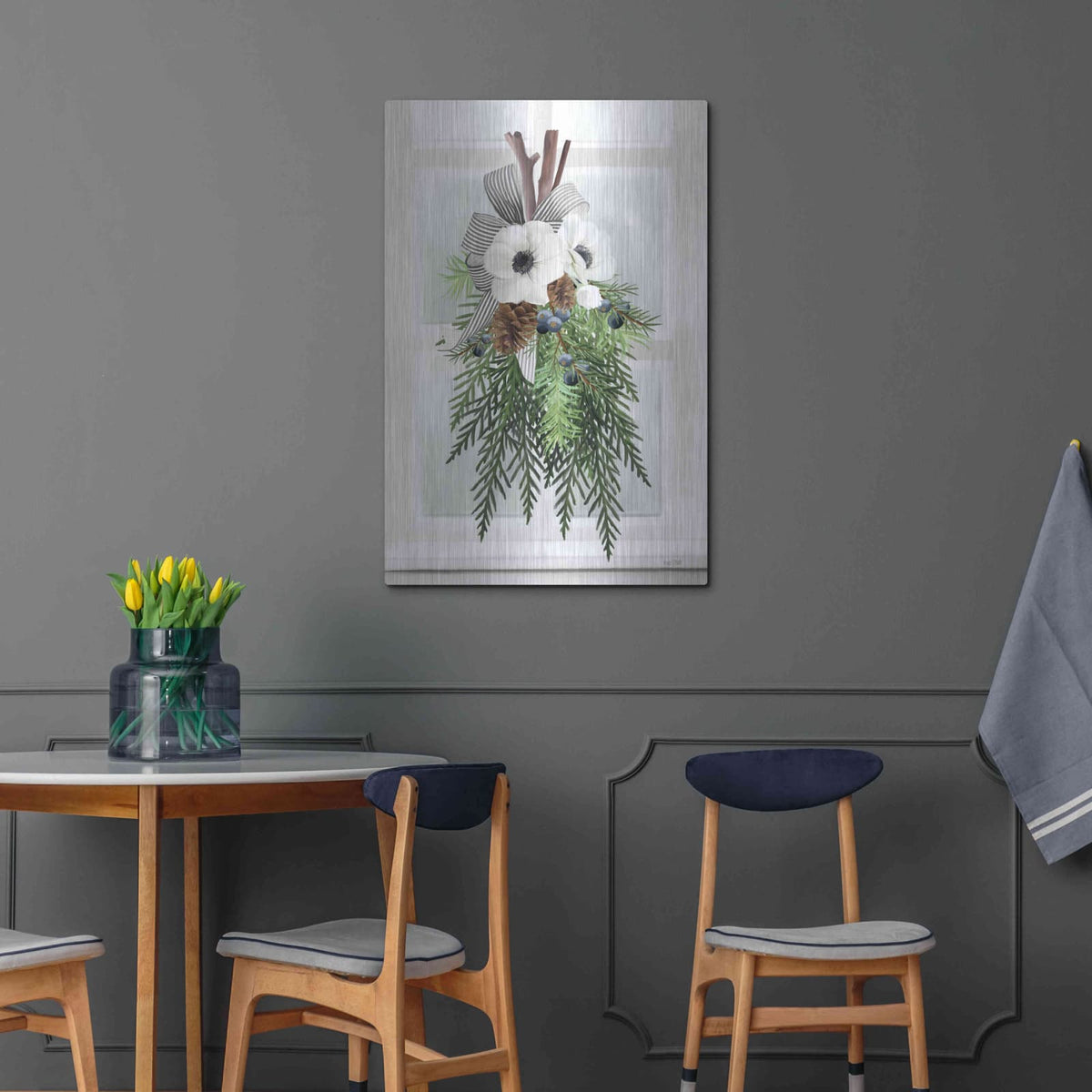 'Juniper Christmas Swag' by House Fenway – Metal Wall Art, 24x36 room view