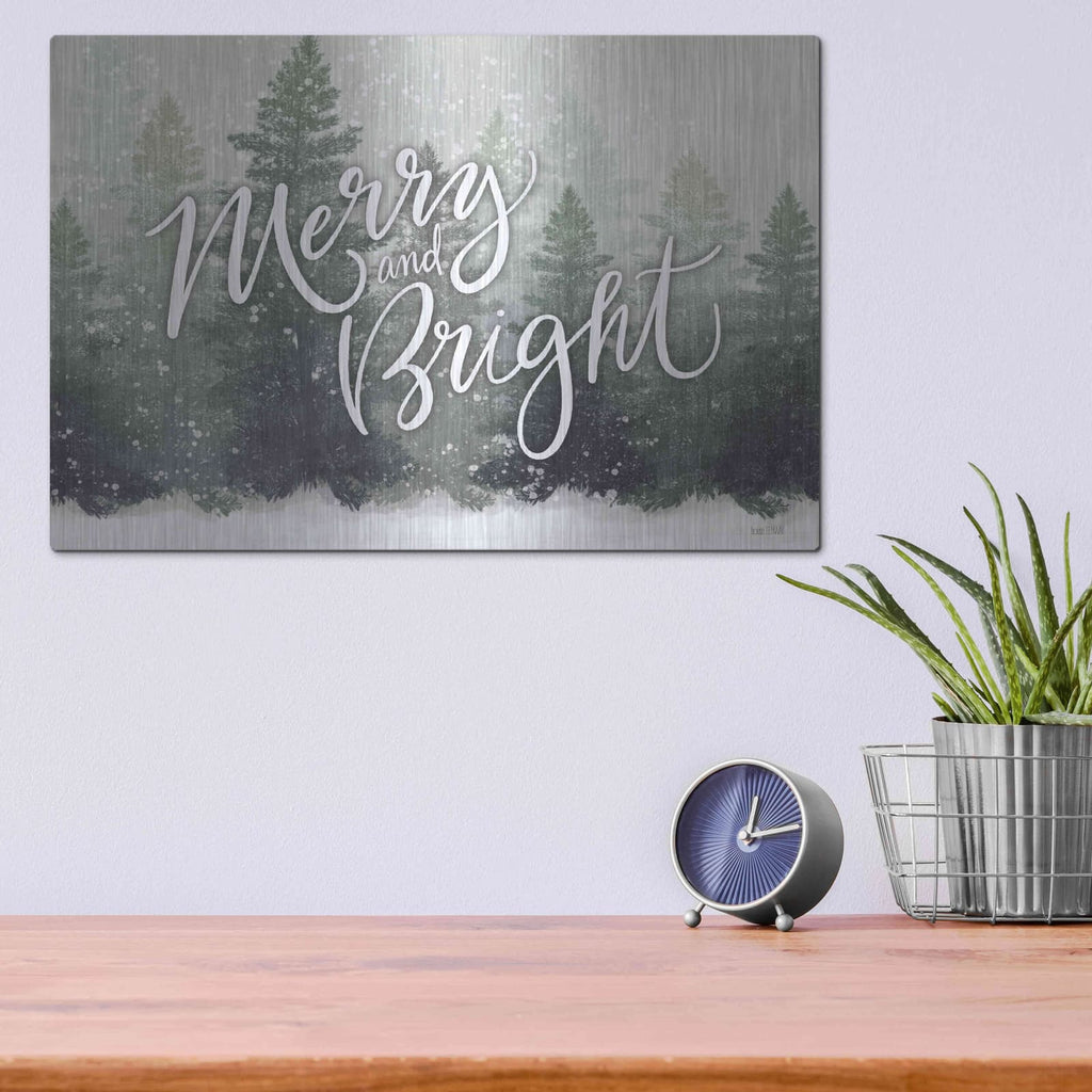 'Merry & Bright Snowfall' by House Fenway – Metal Wall Art, 16x12 room view