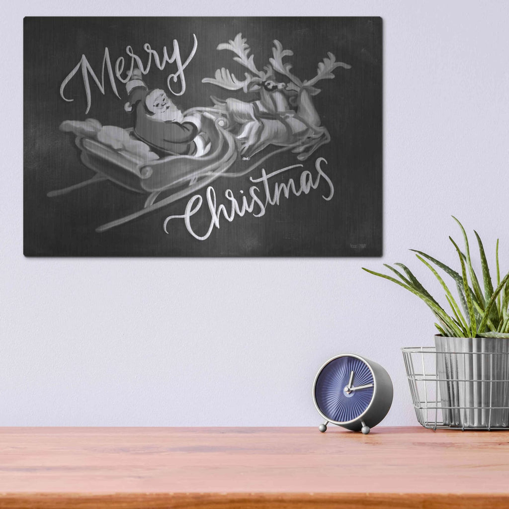 'Merry Christmas Santa & Sleigh' by House Fenway – Metal Wall Art, 16x12 room view